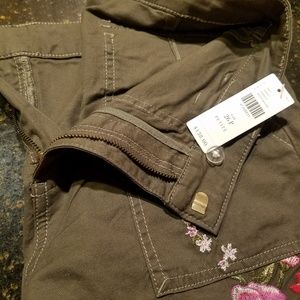 Anthropologie Embroidered Utility Pants